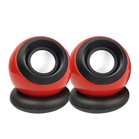 GJX Mini Desktop USB Speakers - Compact 2.0 Computer Speaker System with Enhanced Bass, Plug and Play Sound Bar for Laptop PC, Portable Small Speakers with Volume Control, Red
