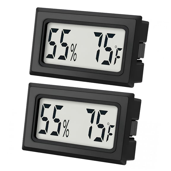 GJX Mini Digital Thermometer 2-Pack Hygrometer Indoor Humidity Monitor Temperature Humidity Gauge Meter with Fahrenheit () for Greenhouse, Garden, Cellar, Closet Etc