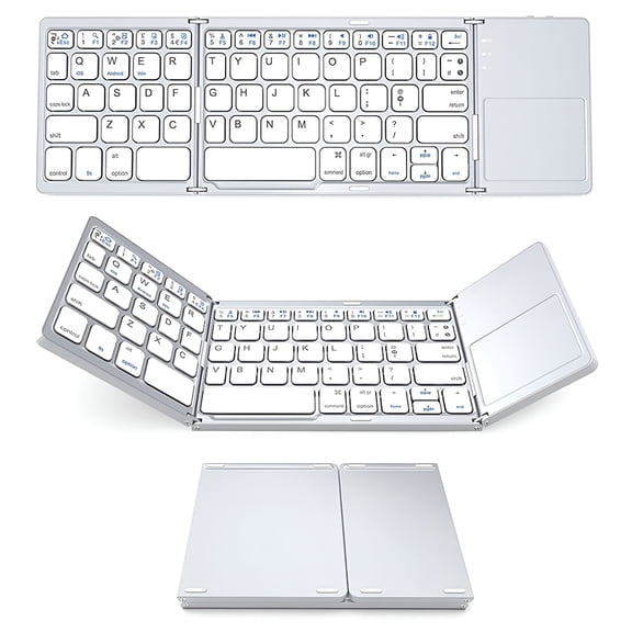GJX Mini Folding Wireless Keyboard Bluetooth Portable Universal Foldable Touchpad for Android iOS Tablet Rechargeable Slim Lightweight Security Lock Screen for Travel Office Home