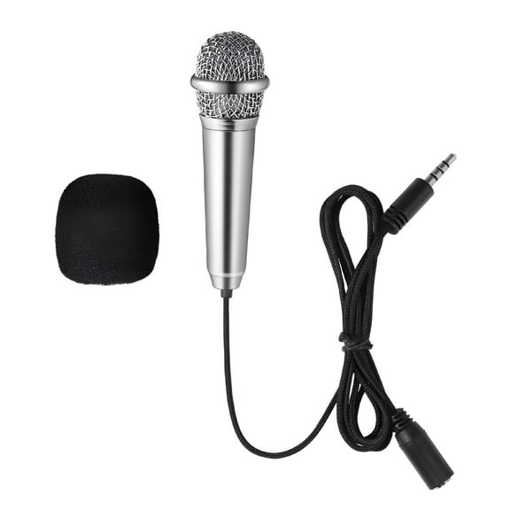 GJX Mini Karaoke Microphone Portable Vocal/Instrument Microphone for Recording, Chatting and Singing (Silver)