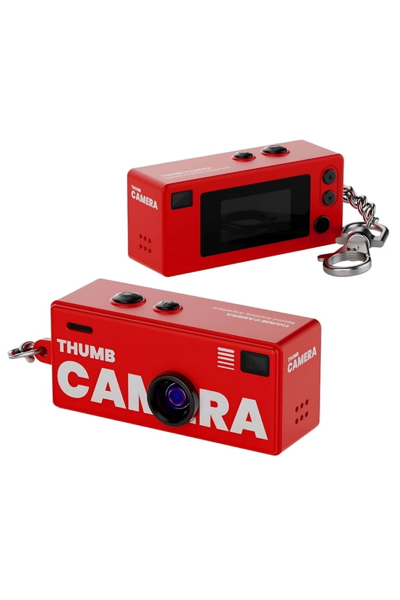 Mini Keychain Digital Camera,Retro Portable Thumb Camera,1080P HD,Mini Digital Camera for Travel and Vlog,Pocket Video Recorder,USB-C Charging,Valentines Day Gifts,Red,1 Pack