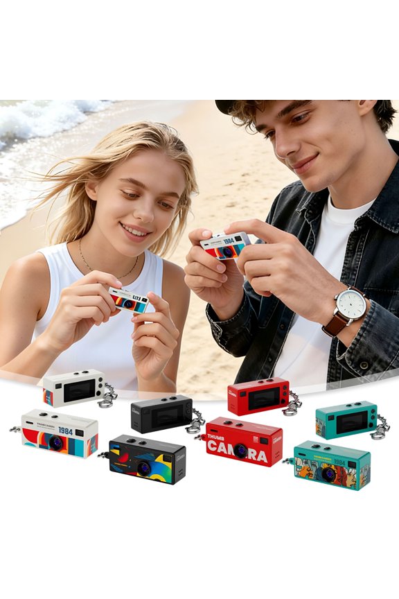 Mini Keychain Digital Camera,Retro Portable Thumb Camera,1080P HD,Mini Digital Camera for Travel and Vlog,Pocket Video Recorder,USB-C Charging,Valentines Day Gifts,White,1 Pack