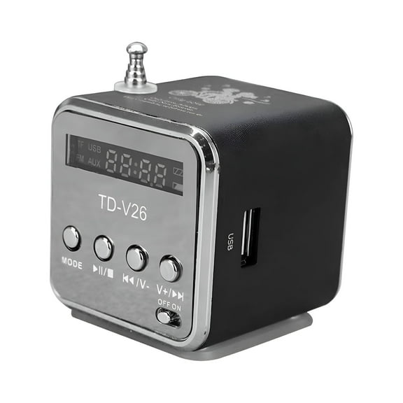GJX Mini Portable Speaker with Digital Display, 3W Metal Bluetooth Audio Player, Supports TF Card USB FM Radio AUX, Compact Desktop Music Box