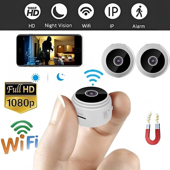 GJX Mini Spy Camera Hidden Wifi Small Wireless Video Camera with Full Hd 1080P Audio Night Vision Motion Sensor Detection Support Sd Card for Iphone Android Security Nanny Surveillance Cam (2Pcs)
