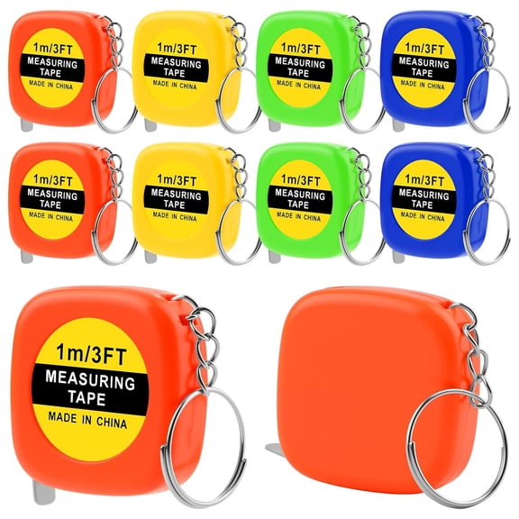 GJX Mini Tape Measure Keychain - 8 Pack 3Ft Retractable Measuring Tapes with Stable Slide Lock,1.5 Inch Silver Portable Retractable Small Tape Measure for Diy,Sewing,Office & Party Favors