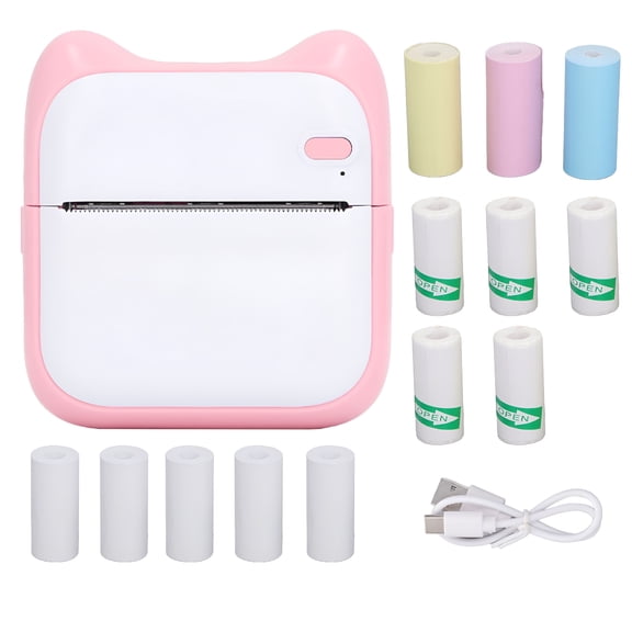 GJX Mini Thermal Printer Hd Clear 200Dpi Printing Bt Portable Printer for Students Photos Notes Pink