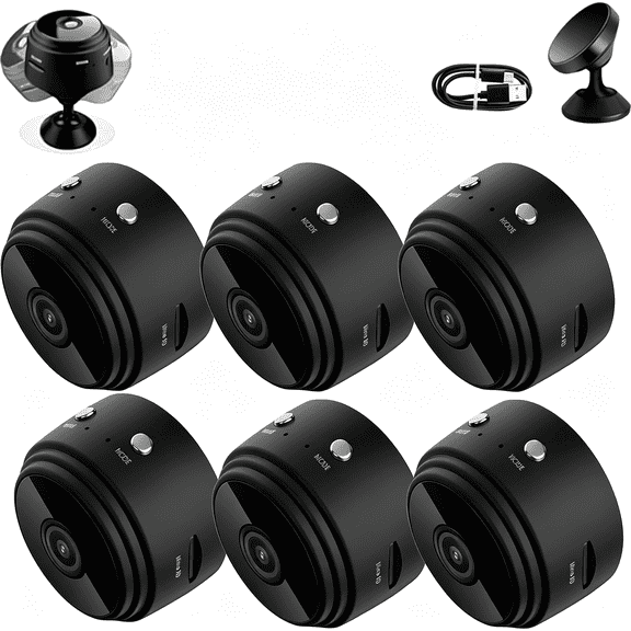 GJX Mini Wifi Camera,Magnetic Mini Security Camera,Security Camera,Night Vision Motion Detection Security Cam Covert Cameras,Mini Guard Cam 1080P Hd for Home Indoor Outdoor (6Pcs)