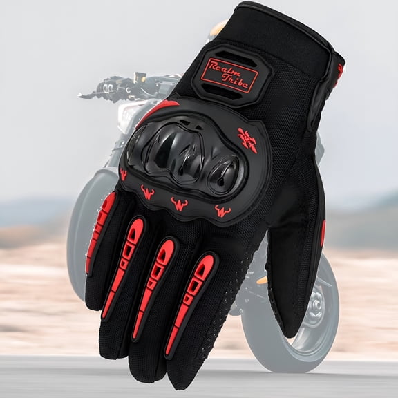 GJX Motorcycle Gloves for Men, Touchscreen Riding Gloves with Shell, Anti-Slip Dirt Bike Gloves for Motorbike, Racing, Cycling, Dirt Bike, ATV, UTV, Motocross, BMX, Camping, Hiking, Hunting