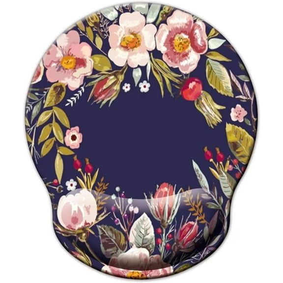 GJX Mouse Pad with Wrist Support, Ergonomic Mouse Pad with Memory Foam Wrist Rest Cushion, Non-Slip Rubber Base Gaming Mice Pad for Home Office Computer Laptop, Flowers