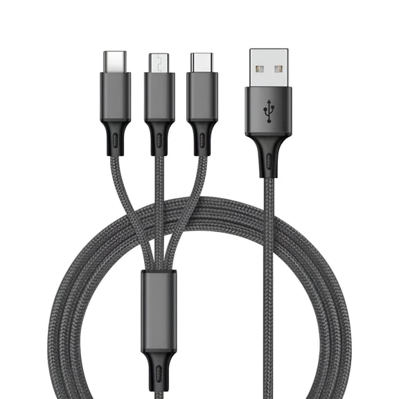 GJX Multi Charging Cable, Nylon Braided 3 in 1 Universal Phone Charger Fast Charging with USB C/Micro USB/Lightning Port, Compatible with Most Cell Phones