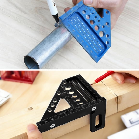 GJX Multi Function Woodworking Triangle Ruler 3D 90 Degree Positioning Square with Hole Positioning for Carpentry and Layout Work,Precise L Shaped Ruler