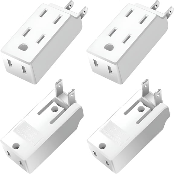 GJX 2026 New Multi Plug Outlet Extender,Ac Flat Plug Adapter Outlet,Mini Indoor Wall Tap Plug,Electrical Wall Outlet Splitter,Fold-Able Wall Adapter for Cruise Ship Home Office&Travel(4Pack,White)