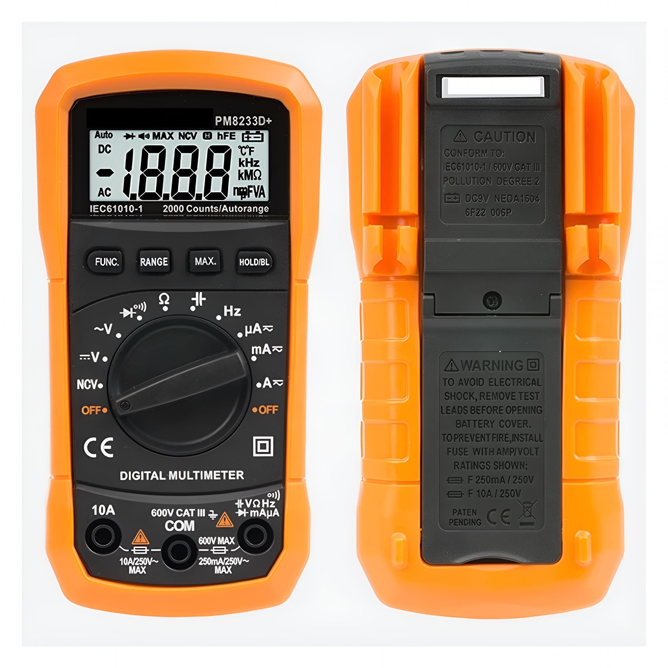 GJX Multimeter 2000 Counts Digital Multimeter DC AC Volt Meter Ohm Volt ...