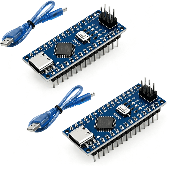 GJX Nano V3 Board Compatible for Diy Projects&Stem 2Pcs Atmega328P 5V 16M Ch340G Microcontroller Kit with Usb-C Cables Support Development Board