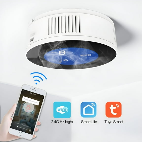 GJX Natural Gas Detector Alarm,Wi-Fi Smart App,Propane Leak Monitor for Home,Kitchen,Camper,Trailer,RV. Plug-in Gas Leak Sensor for LPG,LNG,Methane & Butane Gases