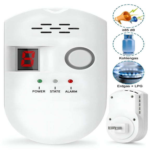 GJX Natural Gas Detector,Digital Sound Warning Gas Detector,LCD/LPG/LNG Natural Gas Leak Security Detection Detector,Alarm Monitor Plug-in Sensor for Home Kitchen Restaurant Hotel School Warehouse