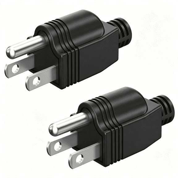 GJX Nema 5-15P Electrical Replacement Plugs End,125V 15A 2Pole 3Wire Male Plug | 2 Pack Extension Cord Ends,3 Prong Power Replacement,Ground Neutral Generator Plug,3 Wire Grounding Plug