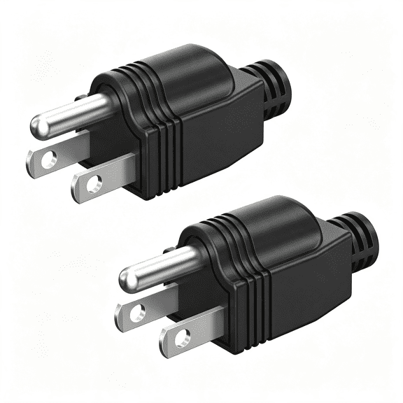 GJX Nema 5-15P Electrical Replacement Plugs End,125V 15A 2Pole 3Wire Male Plug | 2 Pack Extension Cord Ends,3 Prong Power Replacement,Ground Neutral Generator Plug,3 Wire Grounding Plug