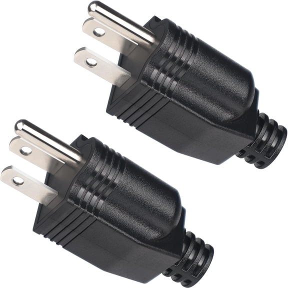 GJX Nema 5-15P Grounding Plug,125V 15A,2-Pack for Extension Cord Ends,2-Pole 3-Wire Grounding,Straight Blade Male Plug,Replacement for Extension Cord Ends,Durable Pvc.