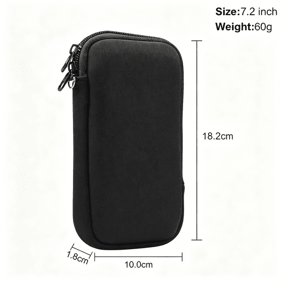 GJX Neoprene Phone Pouch - Universal Cell Phone Bag with Zipper | Shock-Absorbing Slim Sleeve for Daily Protection & On-The-Go Use | Lightweight Phone Carrier with Neck Strap for Hands