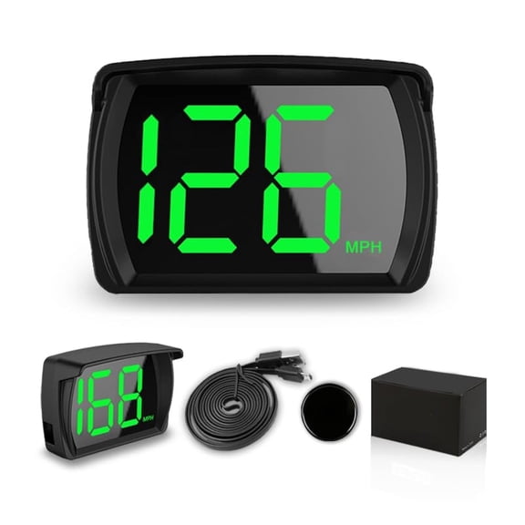GJX New Speedometer Hud Gps Digital Speed Meter Mph Speedo Head Up Display for Cars Trucks, Usb Cable Plug & Play (G20-Only Green), Clear Heads Up Display for Cars