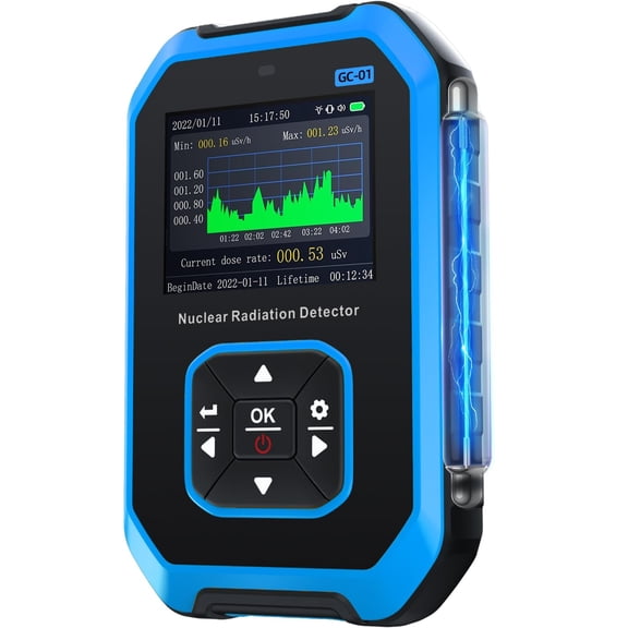 GJX Nuclear Radiation Detector,Radiation Dosimeter with Lcd Display,Portable Handheld Beta Gamma X-Ray Rechargeable Radiation Monitor Meter,5 Dosage Units,0.0sv-500Msv