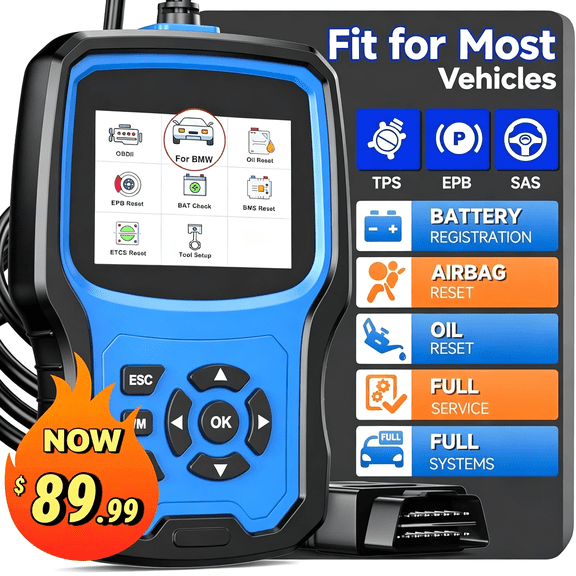 GJX Obd2 Scanner Code Reader Abs Srs Epb Tpms Diagnostic Scanner Fit for Bmw/Fit for Mini Full System Battery Registration Code Reader for Cars and Trucks