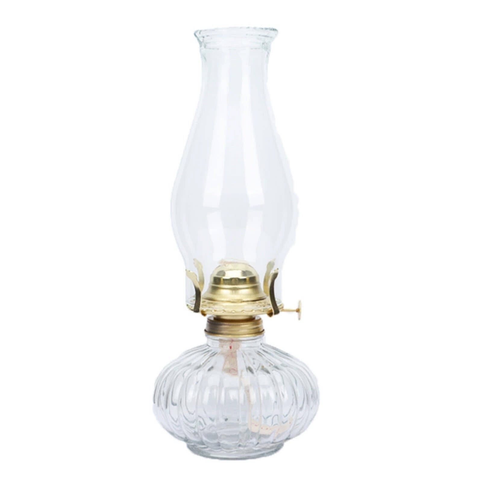 GJX Oil Lamp Nostalgic Classic Atmosphere Kerosene Lamp Vintage Lantern Design Glass Lamp Pumpkin Shaped Base