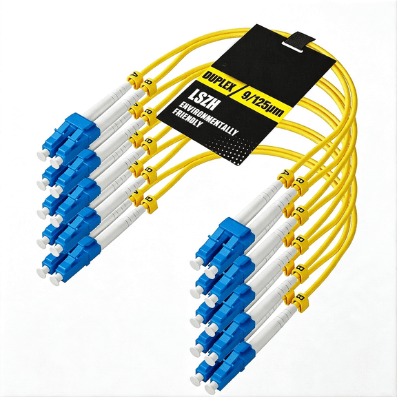 GJX Os2 Lc to Lc Single Mode Fiber Patch Cable 0.5M/1.6Ft 5 Pack,Duplex,Individually Tested,Lc to Lc Fiber Optical Patch Cable,Singlemode 1G/10Gb,Upc/Upc,9/125m,Lszh Smf Jumper Cord,Yellow