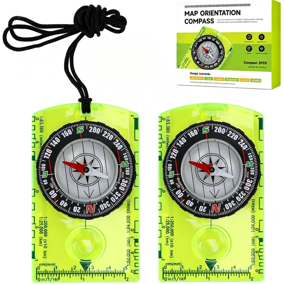 GJX Outdoor Compass with Adjustable Declination,Magnifier,Ruler,Scale,Multifunctional Kids Waterproof Compass for Map Reading,Hiking,Camping,Navigation&Survival.