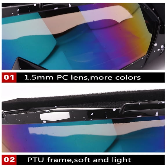 GJX Outdoor Motorcycle Goggles, Impact Resistant Off-Road Racing Glasses for Motocross, Dirt Bike, ATV, Cycling and Skiing, Windproof Sports Eyewear