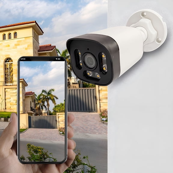 GJX Outdoor Security Camera with Human Detection&Motion Alarms,1080P Hd Wifi Surveillance Camera,Color Night Vision,Weatherproof White Dome Camera,Easy Setup,1-Pack