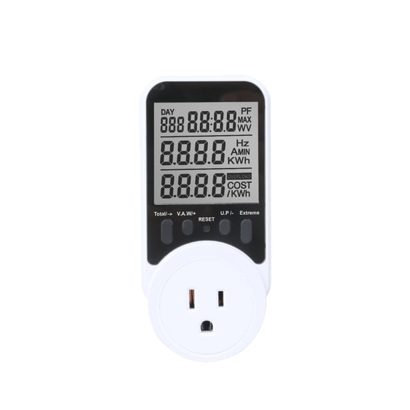 GJX Outlet Watt Meter, 90-250V Wide Range Power Meter Cost Calculator | Plug-In Electricity Usage Monitor, Large Backlit Display, Overload Protection, Kilowatt, Kwh, Voltage, Amp & Wattage Meter