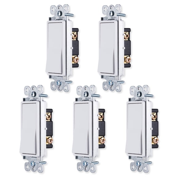 GJX Pddle Rocker Light Swtch Single Pole Swtch on Off,5 Pack Rocker Swith,Replacement for Electrical Light Swithes&Ceiling Fan Switch
