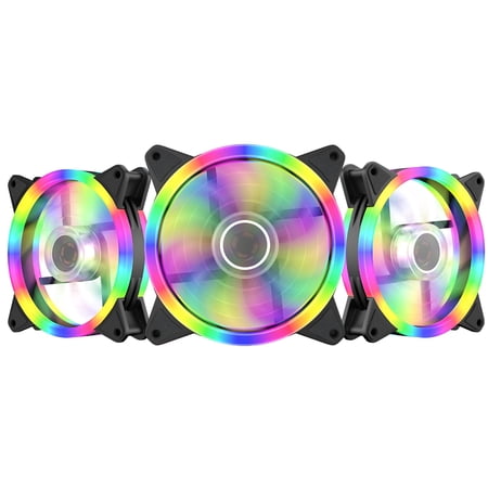 GJX 2026 New Pc Fans 120Mm Rgb Computer Case Fan Quiet Cooling,Colorful,3 Packs for Gaming,Desktop,Workstation