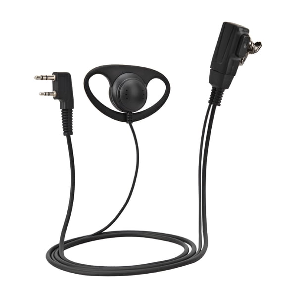 GJX PTT Earpiece D-Type Earhook Headset for Walkie Talkie Two Way Radio - Comfortable Earbud with Push-to-Talk Button for Security Construction Event Management Logistics Communication