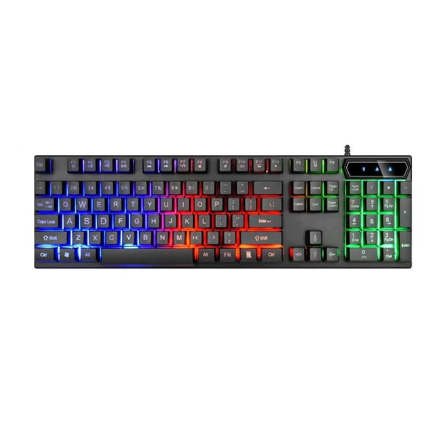 GJX Pc Gaming Keyboards Mechanical Feel Light Up Keyboard Comfort ...