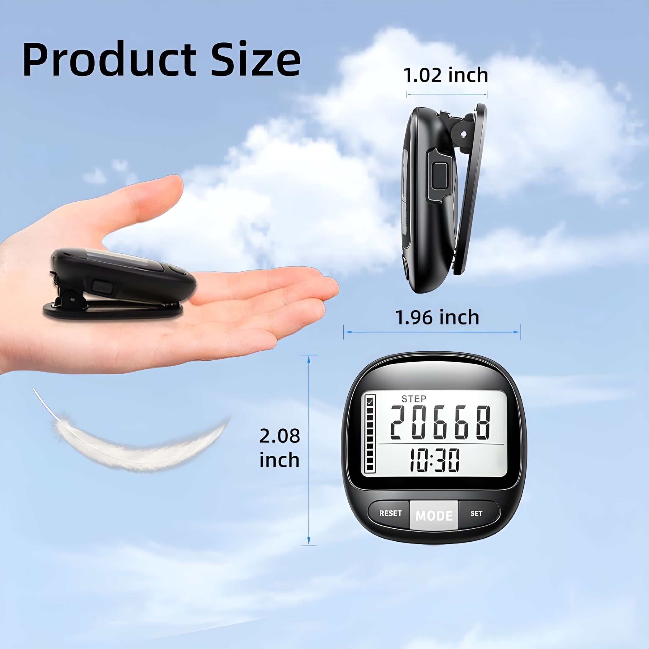 GJX Pedometer for Walking Steps and Miles, 3D Step Counter with a Large ...