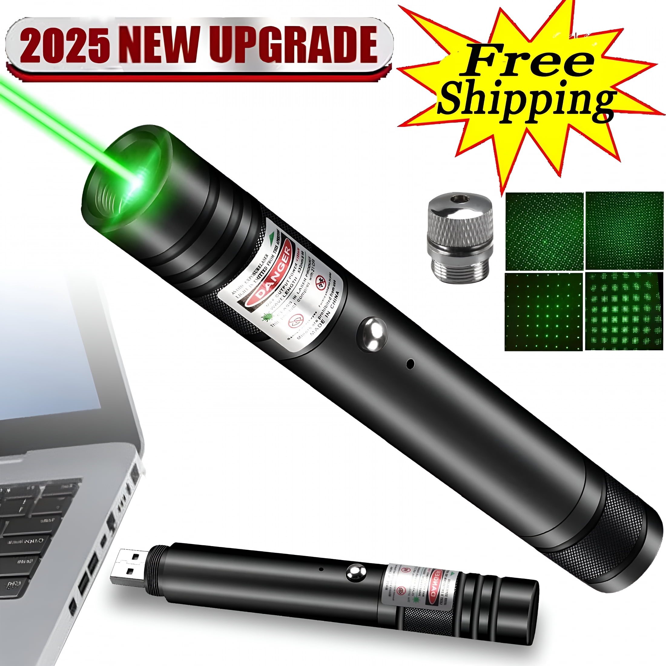 GJX 2026 New Pen Light, Green Laser Pointer, Rechargeable Led ...