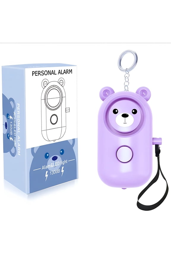 Personal Alarm Keychain - 130dB Loud Self Defense Alarm with LED Light, Compact & Easy to Use for Women, Men, Kids, Children, & Elderly Purple