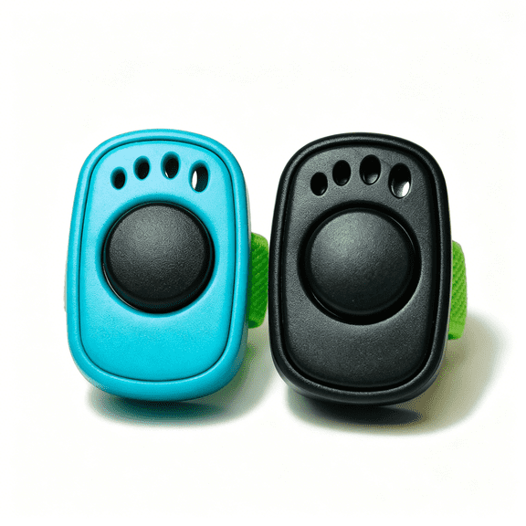 GJX Pet Clicker for Dogs/Cats/Horses/Birds Or Other Animals - Mini Finger Clickers for Training (Black + Blue)