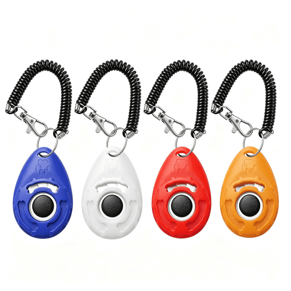 GJX Pet Training Clicker with Wrist Strap - Dog Training Clickers for Puppy,Cat,Potty,Bird,Horse,Pet,Trainer Training Tools,Behavior Aids (Deep Blue + White + Red + Orange)