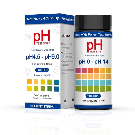 GJX Ph Test Strips 0-14 100Pcs Universal Ph Test Strips,Ph Strips for Urine and Saliva Testing,Litmus Paper Ph Test Strips for Liquid Testing,Water,Labs,Aquariums,Gyms,Pools,Quick to Test