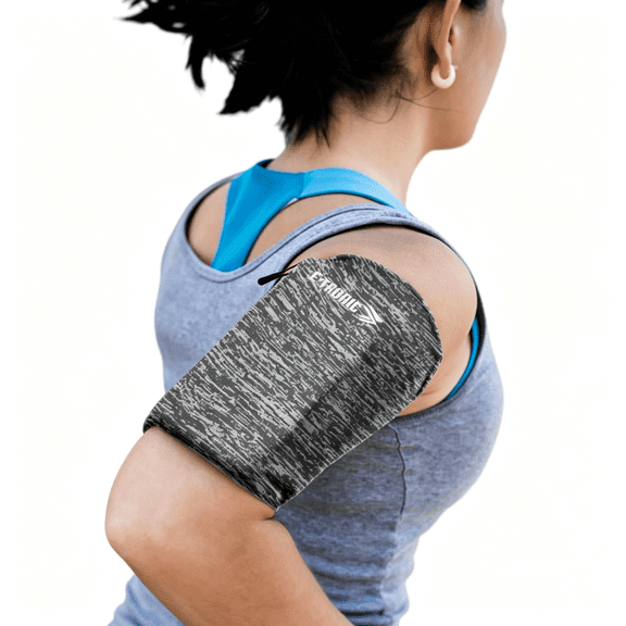 GJX Phone Holder for Running,Cell Phone Arm Bands with Reflective Logo,Phone Strap Armband Fits Iphone and Android,Use for Running,Walking,Hiking and Biking,Gray,Large