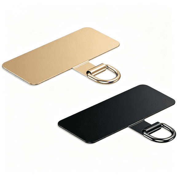 GJX Phone Lanyard Tab,Heavy Duty Tether Tab for Iphone&Android,Metal Lanyard Patch&Strap Adapter,44Lbs Load Capacity,Universal Phone Case Insert for Strap&Charm (Champagne Gold+Black)
