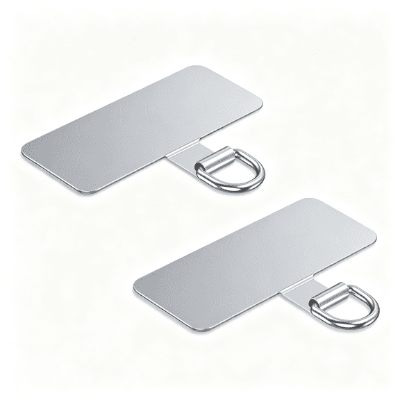 GJX Phone Lanyard Tab,Heavy Duty Tether Tab for Iphone & &Roid,Metal Lanyard Patch & Strap Adapter,44Lbs Load Capacity,Universal Phone Case Insert for Strap & Charm (Fashion Silver*2)