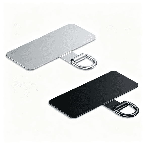 GJX Phone Lanyard Tab,Heavy Duty Tether Tab for Iphone & &Roid,Metal Lanyard Patch & Strap Adapter,44Lbs Load Capacity,Universal Phone Case Insert for Strap & Charm (Fashion Silver+Black)