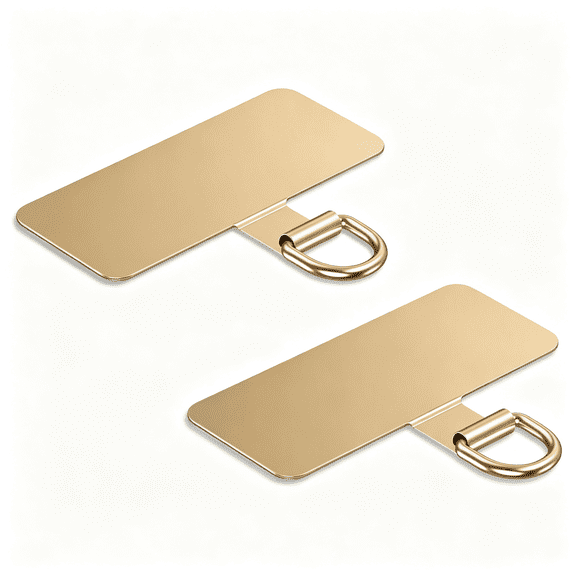 GJX Phone Lanyard Tab,Heavy Duty Tether Tab for Iphone & &Roid,Metal Lanyard Patch & Strap Adapter,44Lbs Load Capacity,Universal Phone Case Insert for Strap & Charm (Champagne Gold*2)