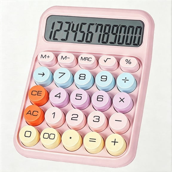 GJX Pink Calculator Cute Desk Calculator with Big Buttons,12-Digit,For School,Office & Pink Desk Accessories Pink Calculator
