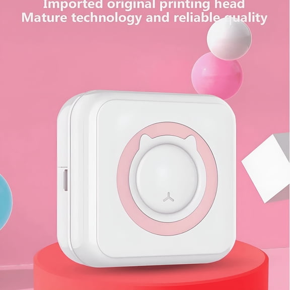 GJX Pink Mini Portable Sticker Photo Printer Wireless Inkless Thermal Pocket Printer for Study Notes Children Diy 1Pack